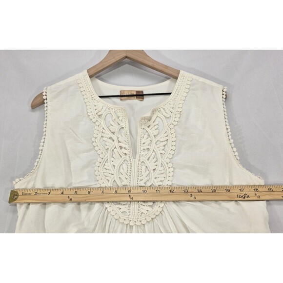 LEL Womens Embroidered Cotton Dress Lace Ivory Cottage Bride Romantic Tall Sz 12 - Picture 11 of 13